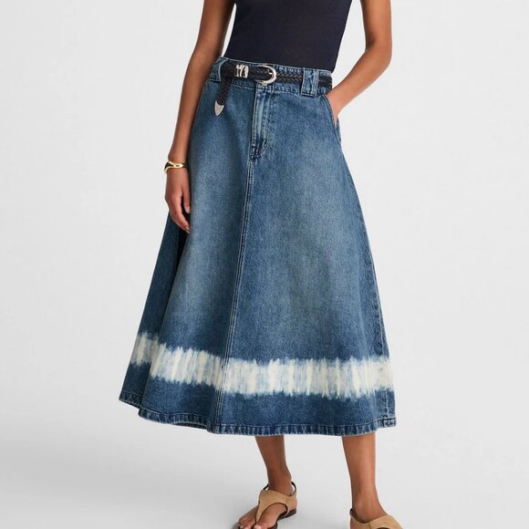 Madewell Dresses & Skirts - NWT Madewell Shibori Denim A-Line Midi Skirt Size 29